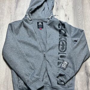 Ecko Unltd Hoodie Sweatshirt Sm Rhino Logo Gray Marled Authentic Zip Up Mens